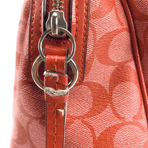 COACH Vermillion Red Signature Stripe PVC Satchel Handbag - E1394-F24362 - Picture 4 of 16